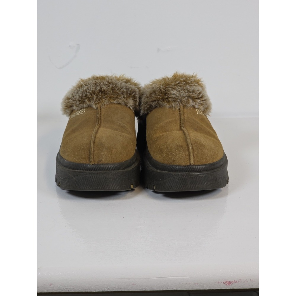 Skechers Womens 8 Shindigs Fortress Suede Fur Clog Slipper Gorpcore Brown Cozy - Picture 3 of 10